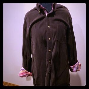 Chocolate brown and plaid corduroy long sleeve